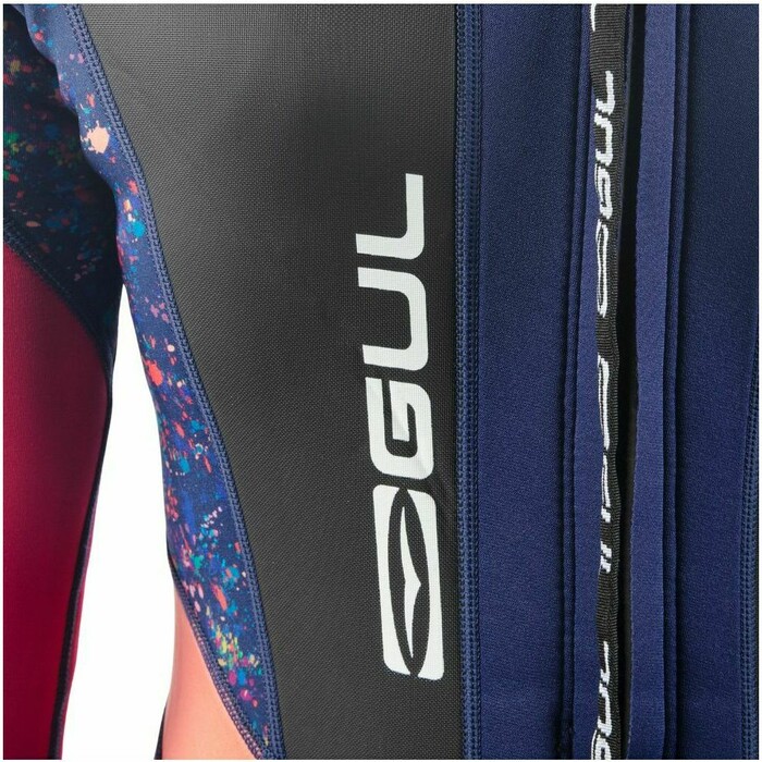 2024 Gul Junior Response 3/2mm Flatlock Back Zip Neopreno RE1323-C1 - Blue / Rose